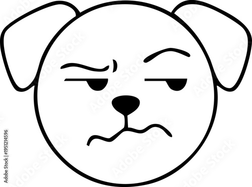 Suspicious dog face emoji looking aside