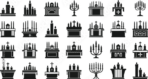 Collection of various religious altar and candelabra silhouettes