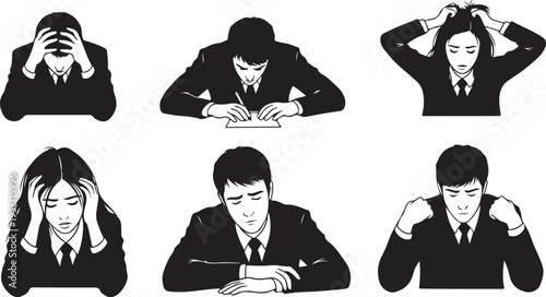 Business People Experiencing Stress and Frustration at Work Places