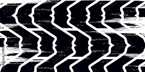 Abstract black tire skid mark isolated on a white background. The dynamic curved pattern