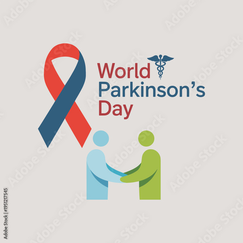 World Parkinson’s Day Awareness Ribbon with Supportive Care Illustration