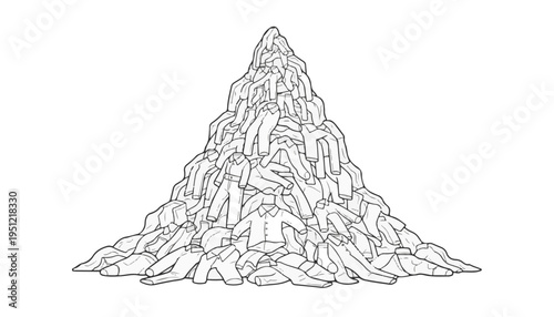 Isometric Pile of Laundry Mountain Concept for Spring Cleaning Services and Household Organization Season