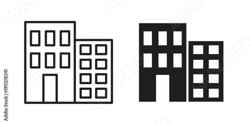 Office buildings icon in line design. icon for website design, mobile app, ui