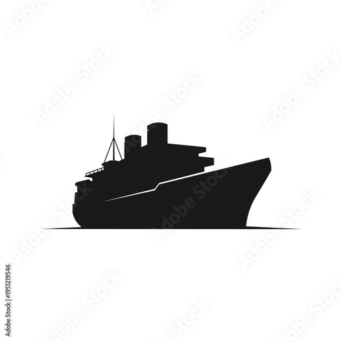 silhouette passenger ship, transportation icon. Vessels used for travel, transit, and marine transportation. Isolated vector