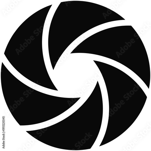 Abstract geometric design featuring a symmetrical spiral pattern with contrasting black and white sections isolated on white background, Vector, illustration