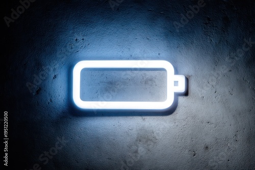 Low power neon battery symbol in digital era