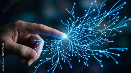 Hand Touching Futuristic Neural Network Connections