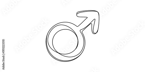 Simple line drawing of the male gender symbol representing masculinity on a white background.