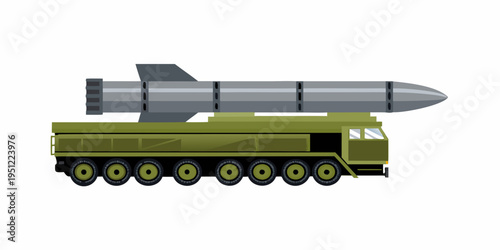 Stylized illustration of a military missile launcher on a truck