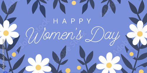 A floral design celebrating international women s day with a blue background