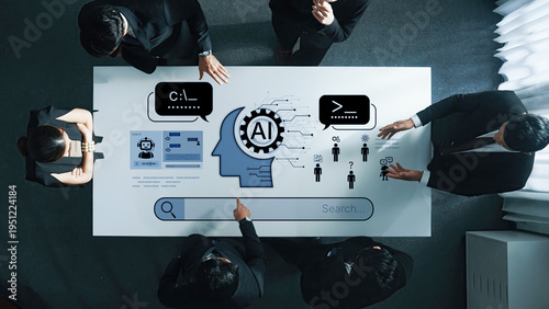 Bild auf Leinwand AI assistant prompt input system processes tasks with logic, data, automation, support tools and intelligent engine platform