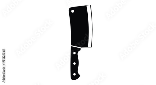 A black cleaver kitchen tool displayed in striking contrast silhouette