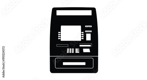 Black atm machine illustration with a flat distinct silhouette