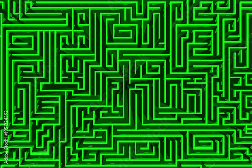 Labirinto, render 3d. Percorso per trovare una soluzione.