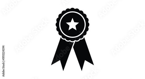 A black award ribbon with a star minimalist design silhouette
