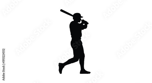 Baseball player swinging a bat in a dynamic dark silhouette