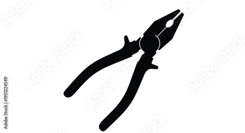 Black pliers tool displayed in a stark contrasting silhouette