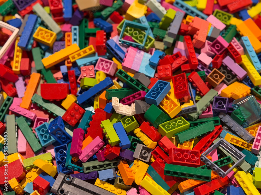 Fototapeta premium Colorful pile of lego bricks