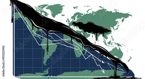 Oil Spill Impacting Global Economy - A Visual Representation of Economic Decline.