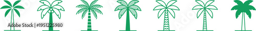 Palm tree icons tropical travel vacation nature silhouettes
