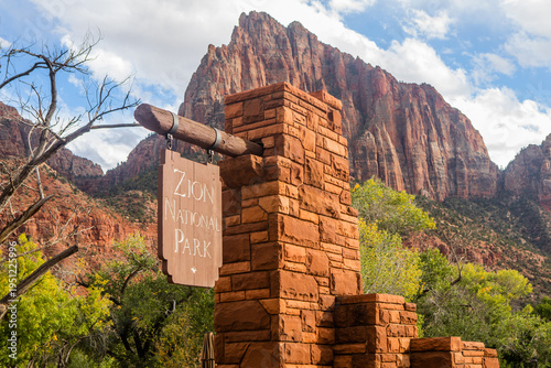 Zion National Park Entrance Sign Utah USA