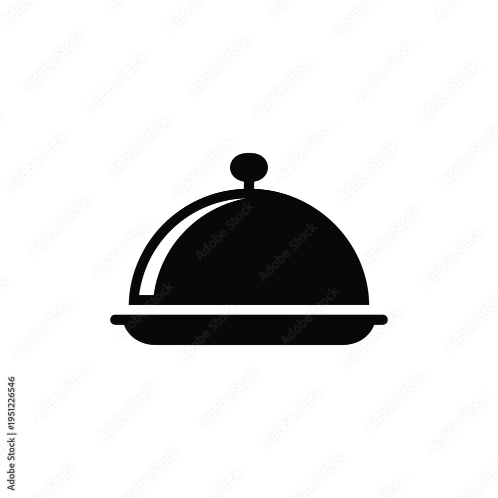 Fototapeta premium Food service cloche icon for business sectors and industry, black and white food service restaurant vector for hospitality industry