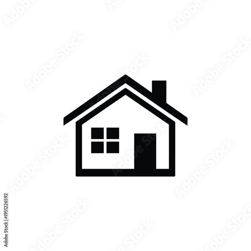House icon for business sectors and industry, black and white house real estate vector for residential property industry