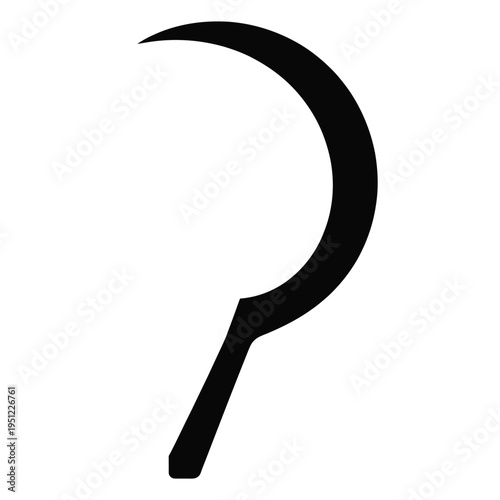 A stylized graphic of a crescent moon with a question mark symbol. isolated on white background, Vector, illustration
