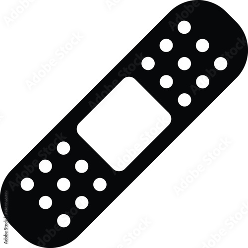 A black and white illustration of a bandage covering a small wound on skin. isolated on white background, Vector, illustration