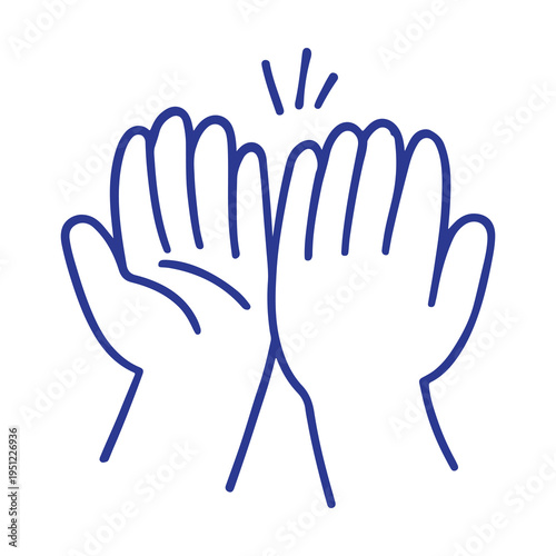 Minimalist High Five Line Art Illustration, Celebration Symbol & Teamwork Concept