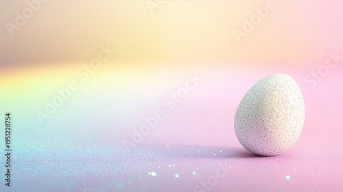 Speckled Easter Egg on Pastel Glitter Background