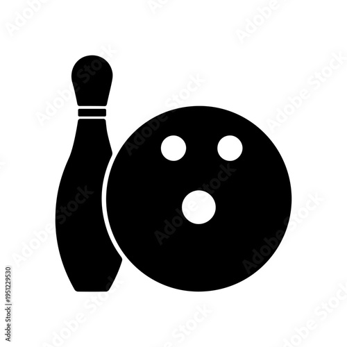 Bowling Pins and Ball Silhouette Icon.
