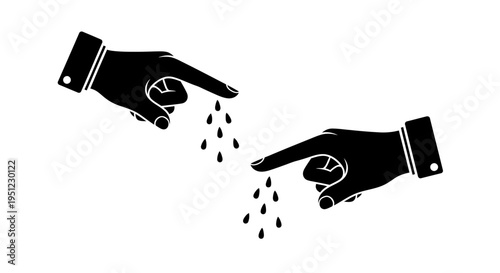 Two hands appear to sprinkle or release small particles downwards