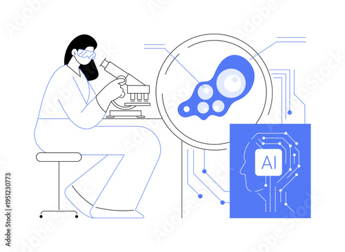 Advanced 3D Microscopy in Cellular Studies abstract concept vector illustration.