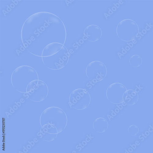 Abstract bubbles floating in a gradient blue sky backdrop with varying sizes