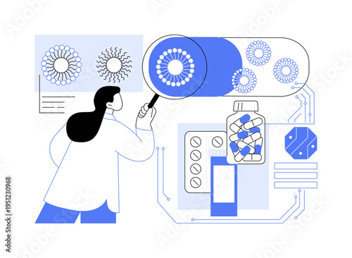 Nanotech in Drug Delivery Systems abstract concept vector illustration.