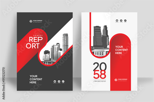 Business Report Cover Template – Red Geometric Layout (A4)