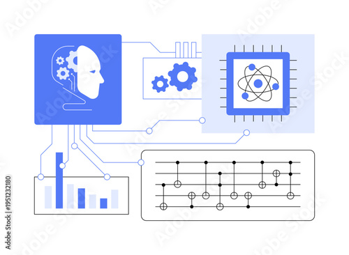 AI-Powered Quantum Circuit Design Assistance abstract concept vector illustration.