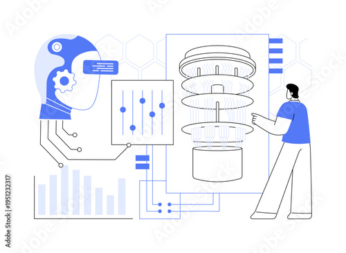 AI-Guided Quantum Hardware Calibration abstract concept vector illustration.