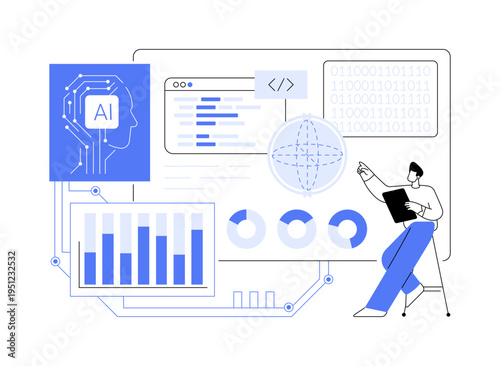 AI-Predictive AI-Enabled Quantum Compiler Optimization abstract concept vector illustration.