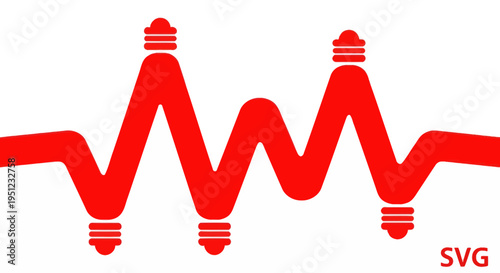 Red Heartbeat Line with Light Bulbs, Electrocardiogram Concept