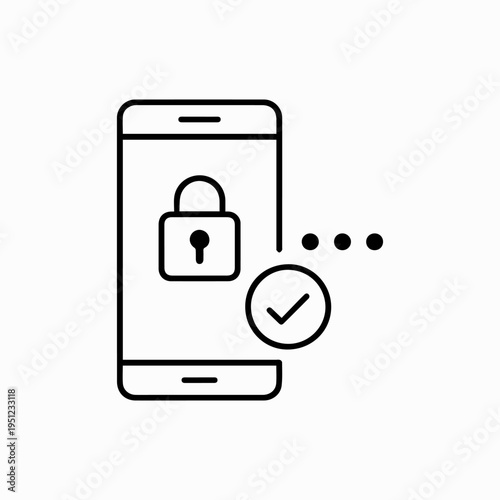 Two Factor Authentication Line Icon – 2FA Secure Login Mobile Verification Vector