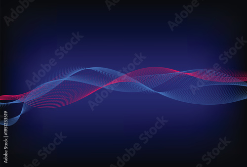 Wave lines flowing dynamic. Artificial intelligence deep learning visualization networks concept for AI, music, sound. Vector illustration