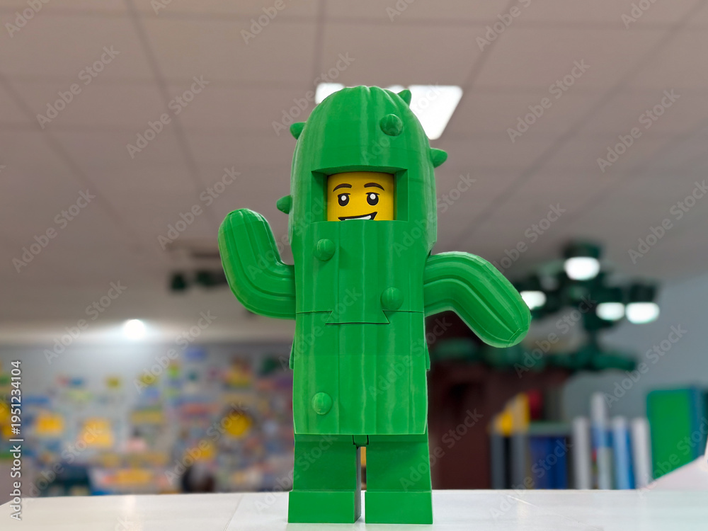 Fototapeta premium Lego minifigure in cactus costume