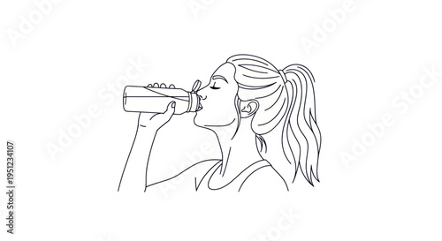 Woman drinking from a bottle.