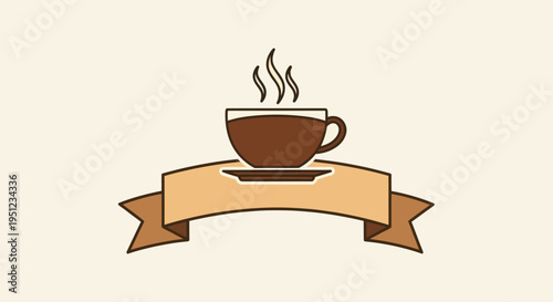 Brown Coffee Cup with Steam Rising.