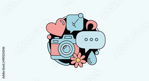 Colorful illustration of a camera.