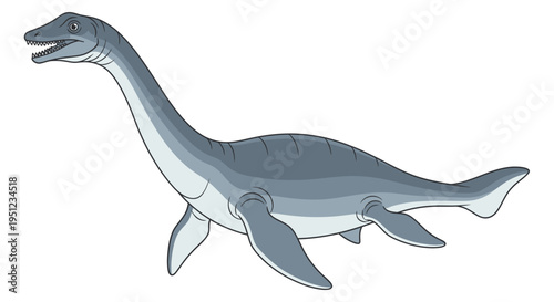 Large Gray Dinosaur Swimming Underwater.