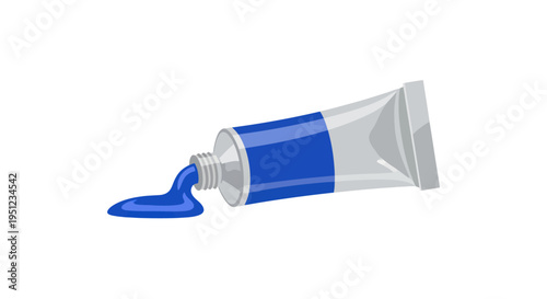 Blue paint tube with paint.
