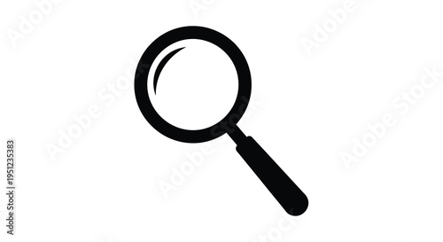 A minimalist black and white illustration depicts a magnifying glass suggesting investigation search or detailed examination high quality professional